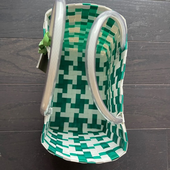 MARNI MARKET BASKET BAG IN white green WOVEN MATERIAL - Picture 6 of 9